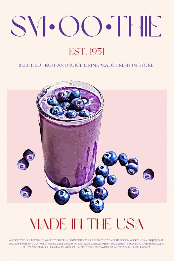 Fresh Blueberry Smoothie by Nazma Khokhar — canvas wall art