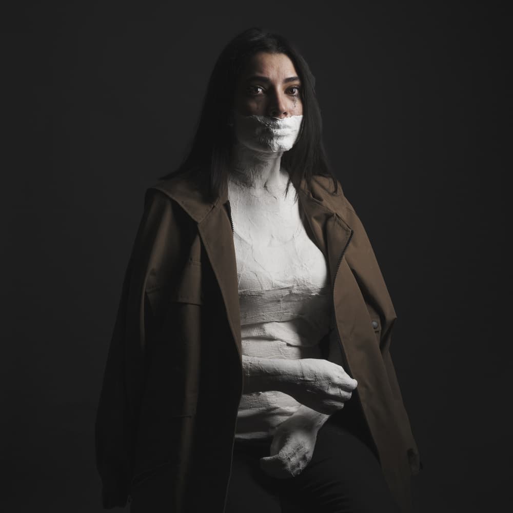 Silenced Woman Portrait by Hooman Sedaghi — canvas wall art