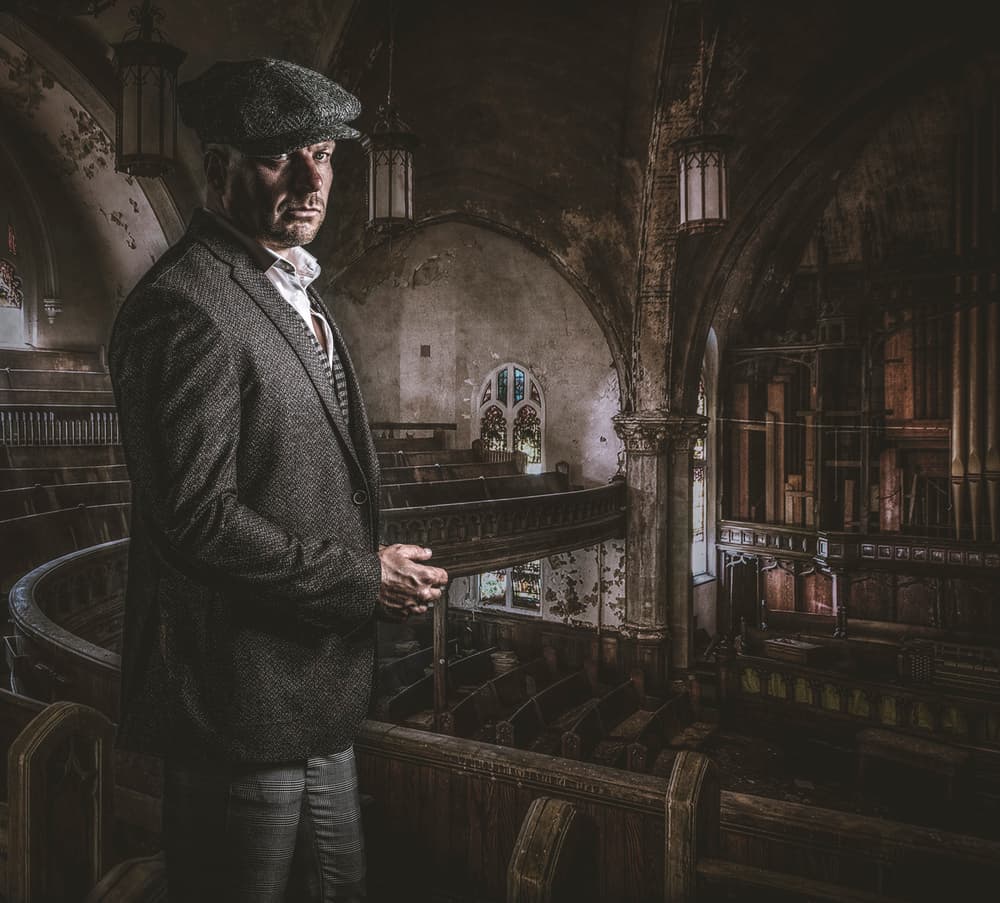 Solemn Man Old Church by gNo — canvas wall art