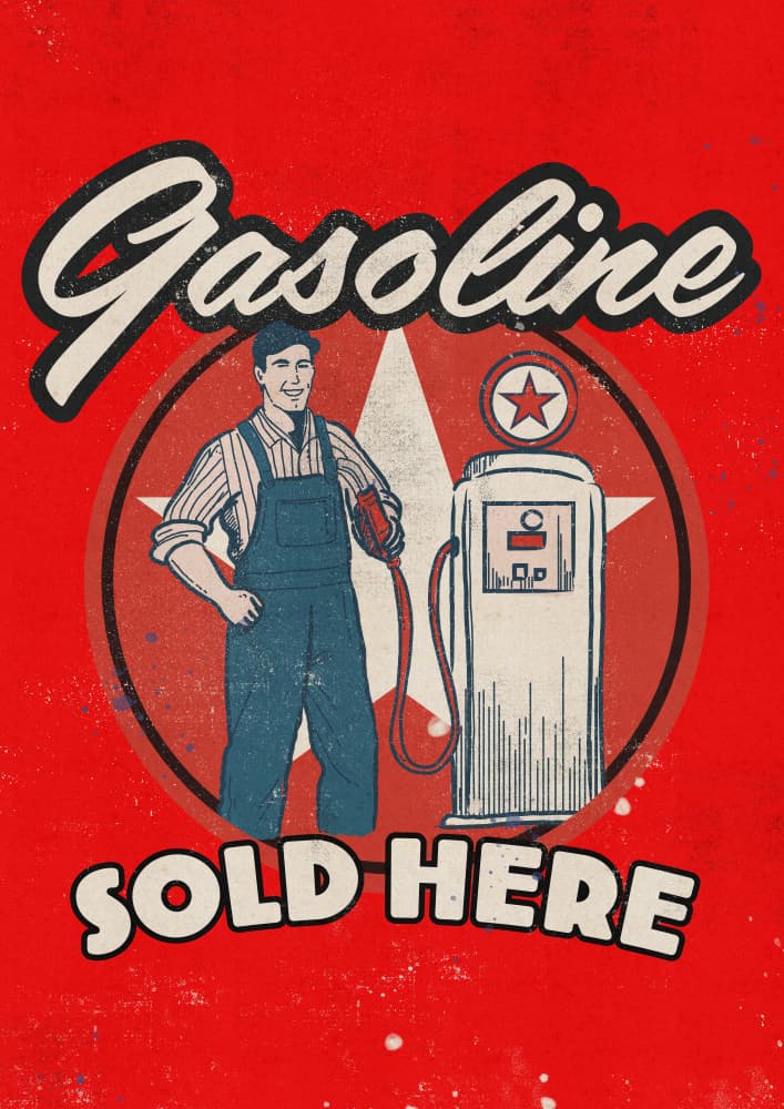 Vintage Gas Station Attendant by Nicholas — canvas wall art