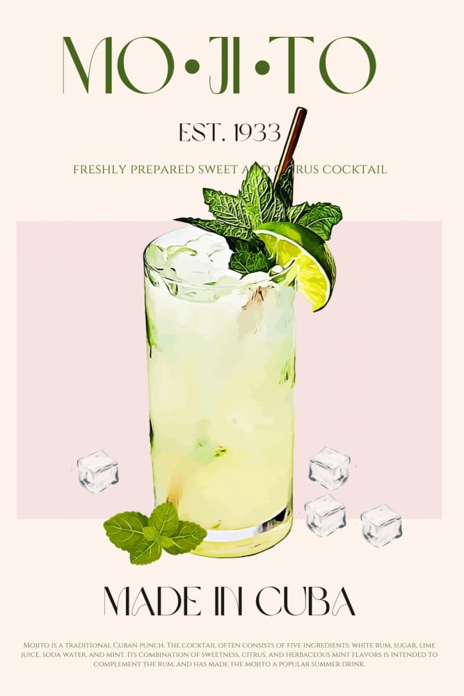 Refreshing Cuban Mojito by Nazma Khokhar — canvas wall art
