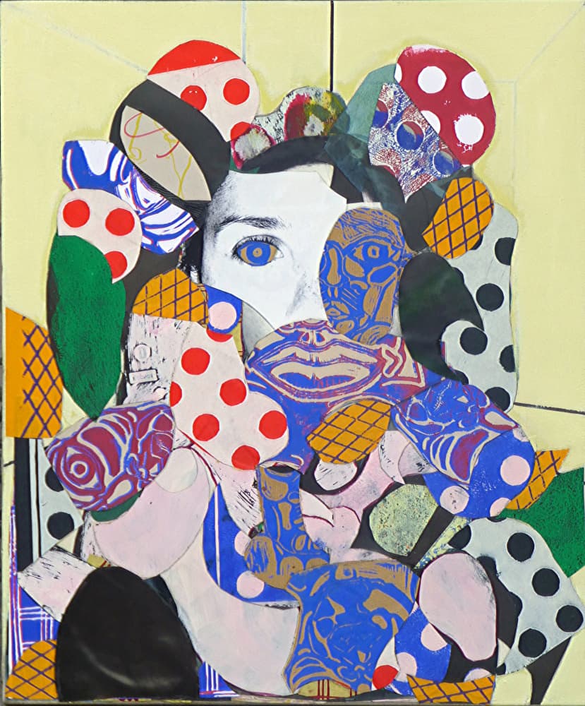 Colorful Collage Portrait by Pascal Marlin — canvas wall art