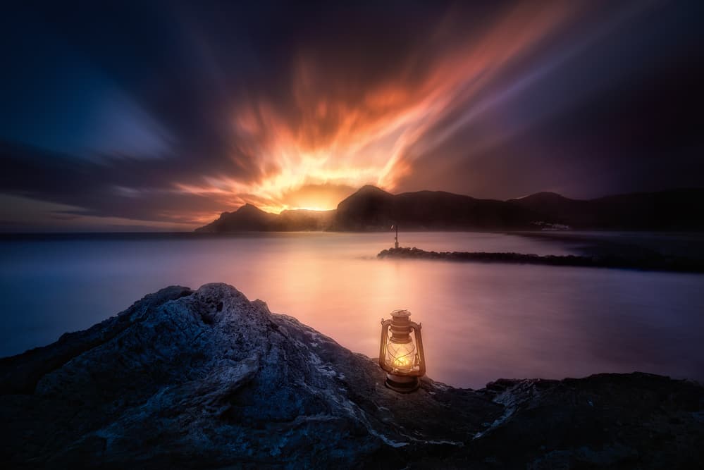 Glowing Lantern Sunset by Jose Antonio Triviño Sanchez — canvas wall art