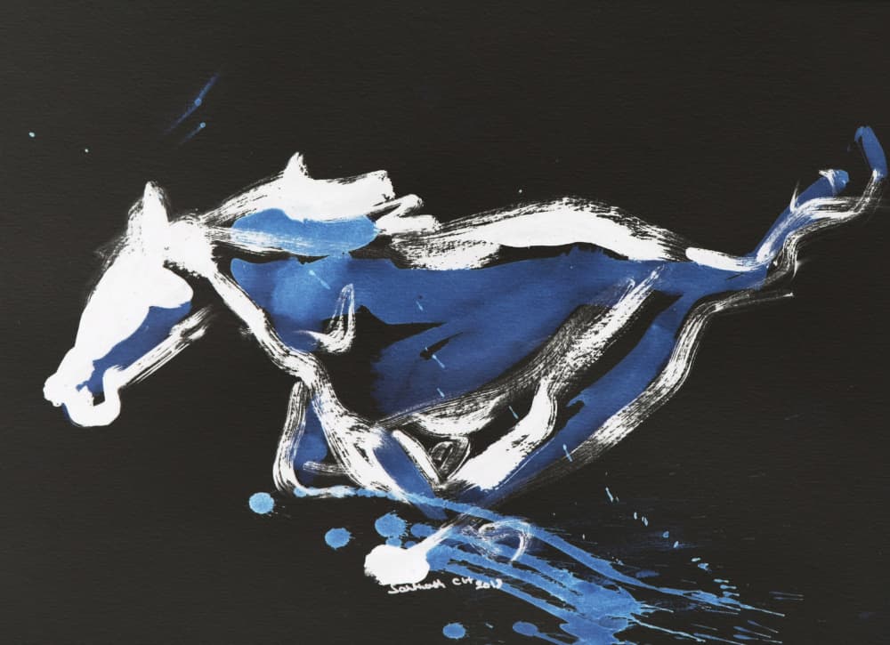 Abstract Blue Running Horse by Santhosh ch — canvas wall art