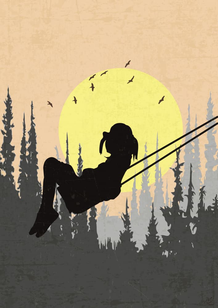 Sunset Forest Swing by Layla Oz — canvas wall art