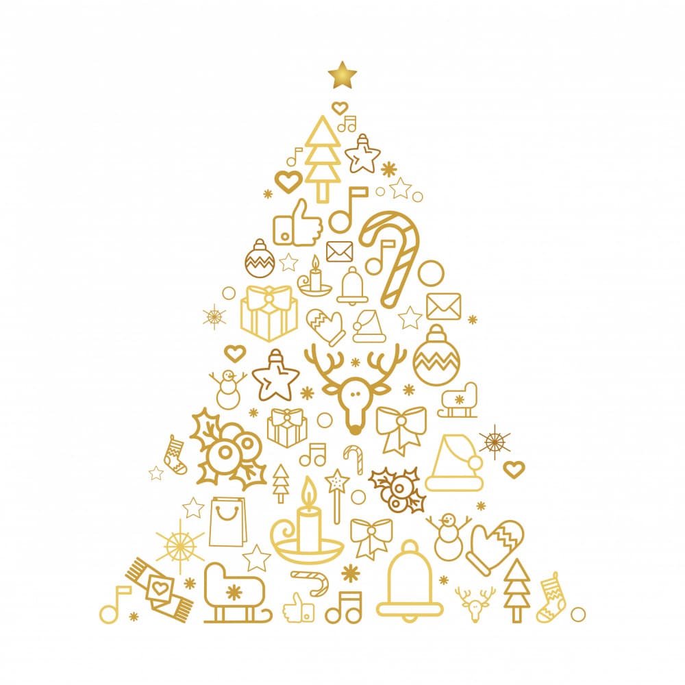 Golden Christmas Icon Tree by Marika Barsrsind — canvas wall art