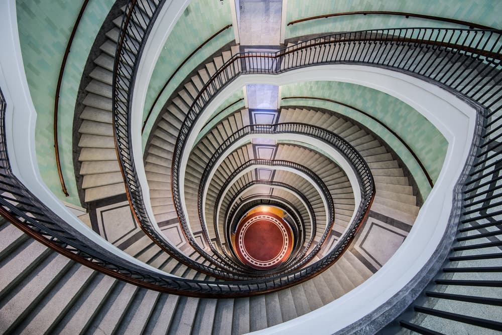 Geometric Spiral Stairs by Renata Łacina — canvas wall art