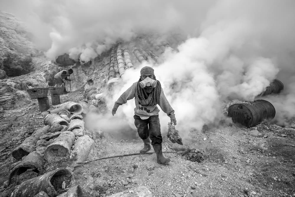 Sulfur Mine Worker by Gunarto Song — canvas wall art