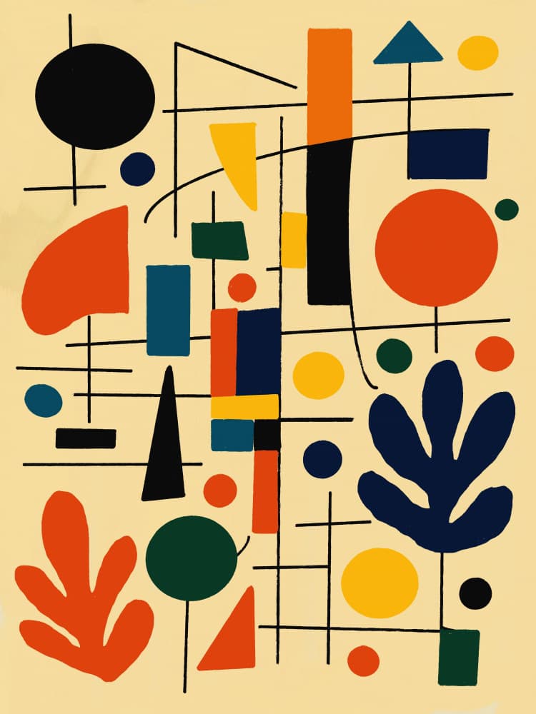 Mid Century Colorful Shapes by Little Dean — canvas wall art