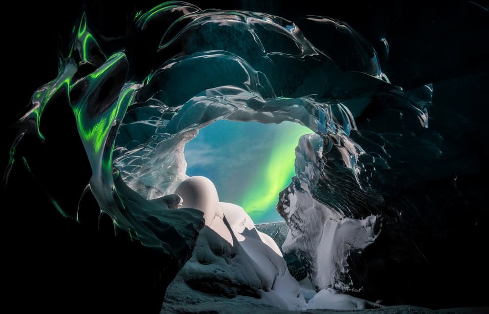 Northern Lights Ice Cave by Mika-Pekka Markkanen — canvas wall art