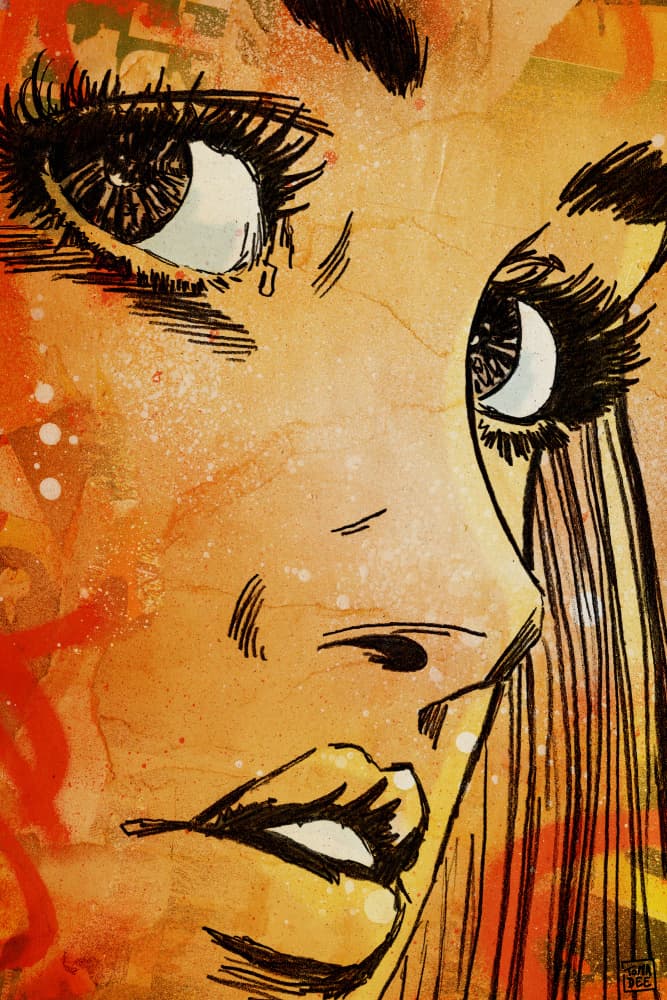 Crying Woman Portrait by thomas chedeville — canvas wall art