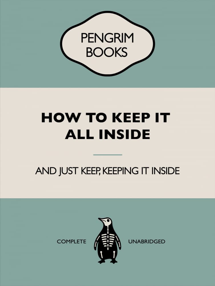 Witty Penguin Skeleton by Retrodrome — canvas wall art