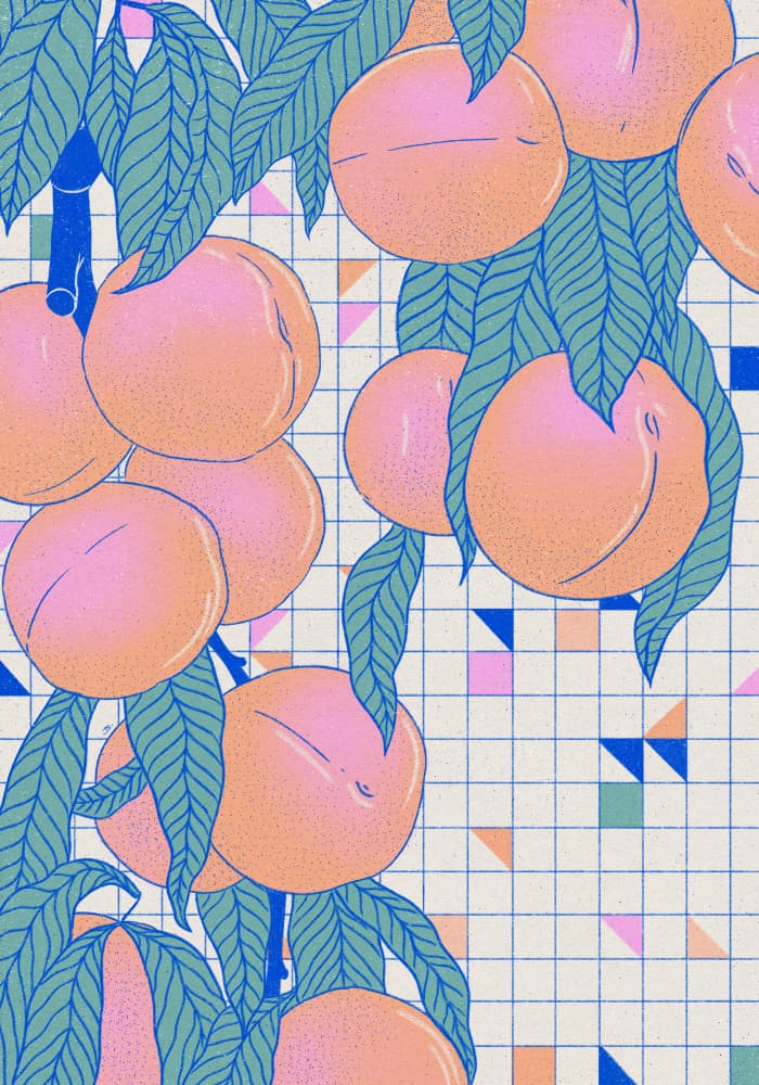 Modern Peaches Grid by Ada Jarzebowska — canvas wall art