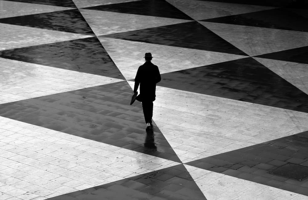 Man Walking Geometric Pattern by Karim Al Thahaby — canvas wall art