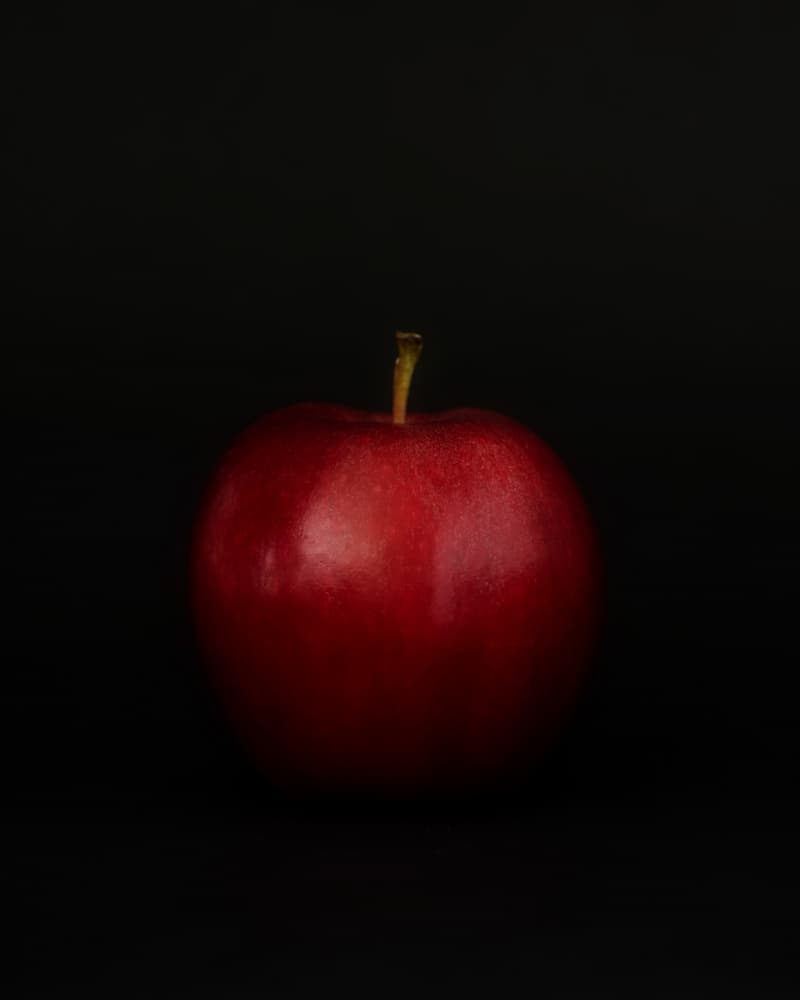 Vibrant Red Apple on Black by Lynann Colligan — canvas wall art