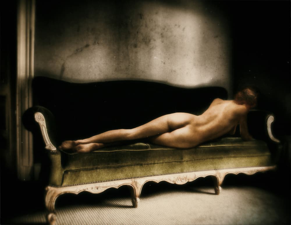 Elegant Nude on Chaise by Holger Droste — canvas wall art