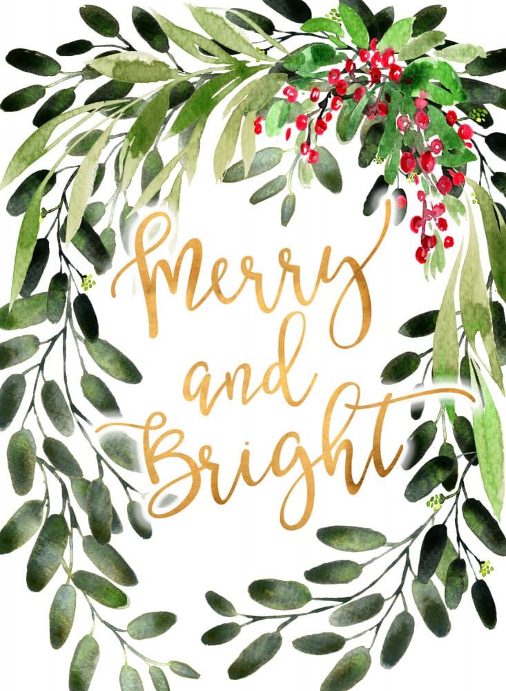 Golden Merry Bright Wreath by Rosana Laiz Blursbyai — canvas wall art