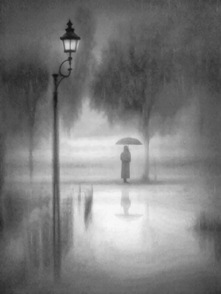 Rainy Street Reflections by Weiwei — canvas wall art