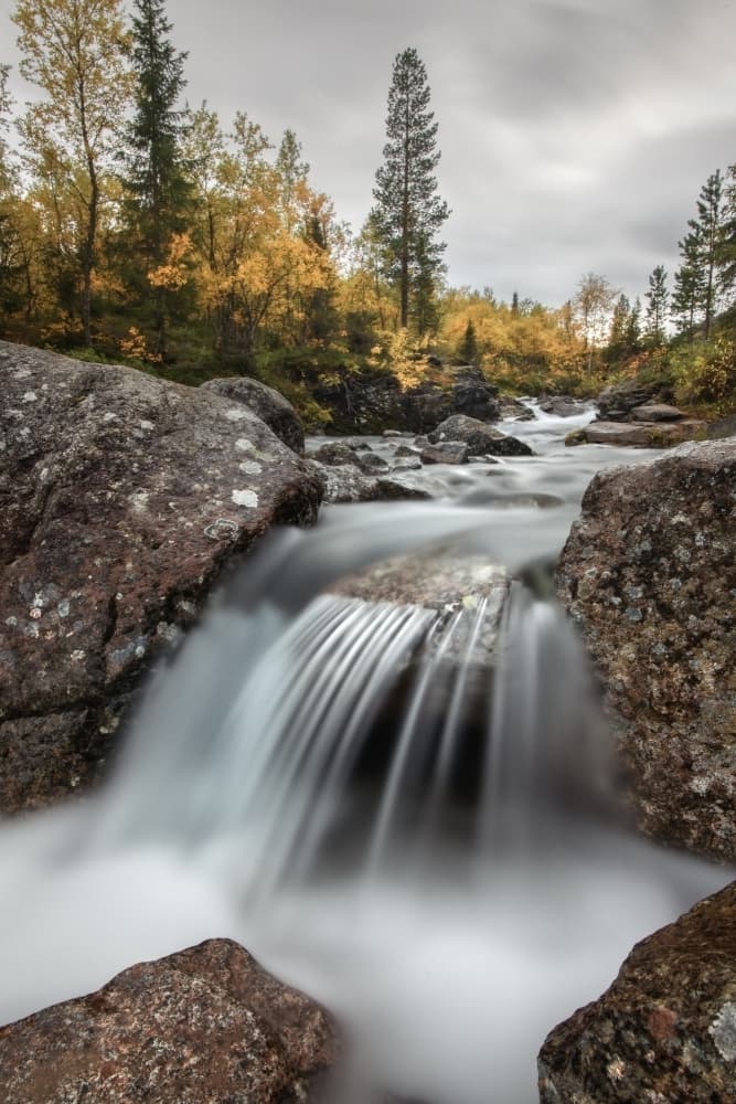 Peaceful Autumn Waterfall by Rostovskiy Anton — canvas wall art