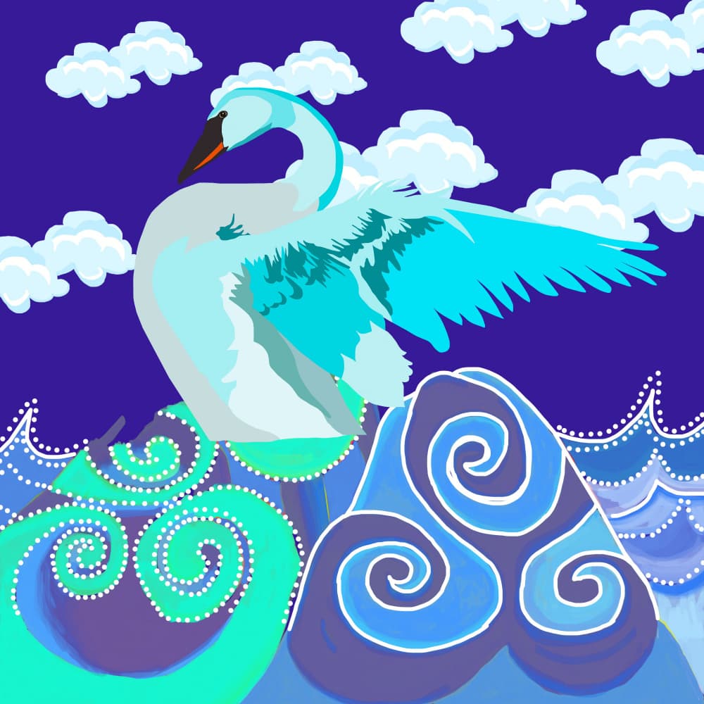 Elegant Swan Waves by Lynnda Rakos — canvas wall art