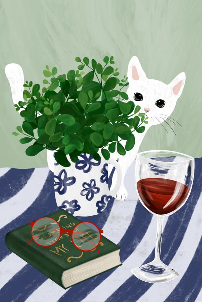 Cozy Cat Reading Nook by EMELIEmaria — canvas wall art