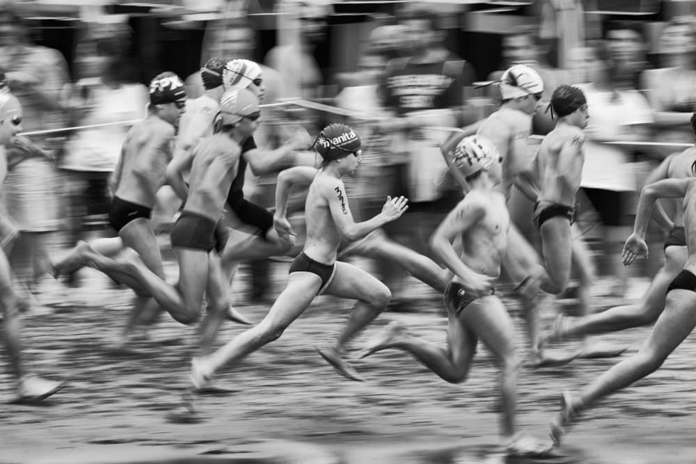 Running Race Speed by Domenico Montemagno — canvas wall art