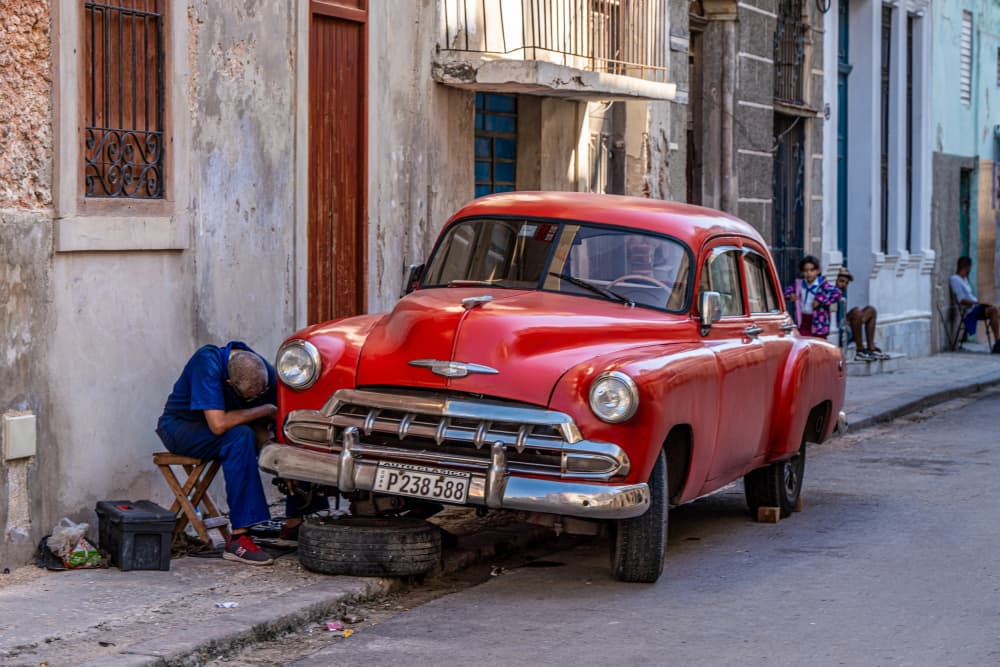Cuban Car Repair by Dieter Reichelt — canvas wall art