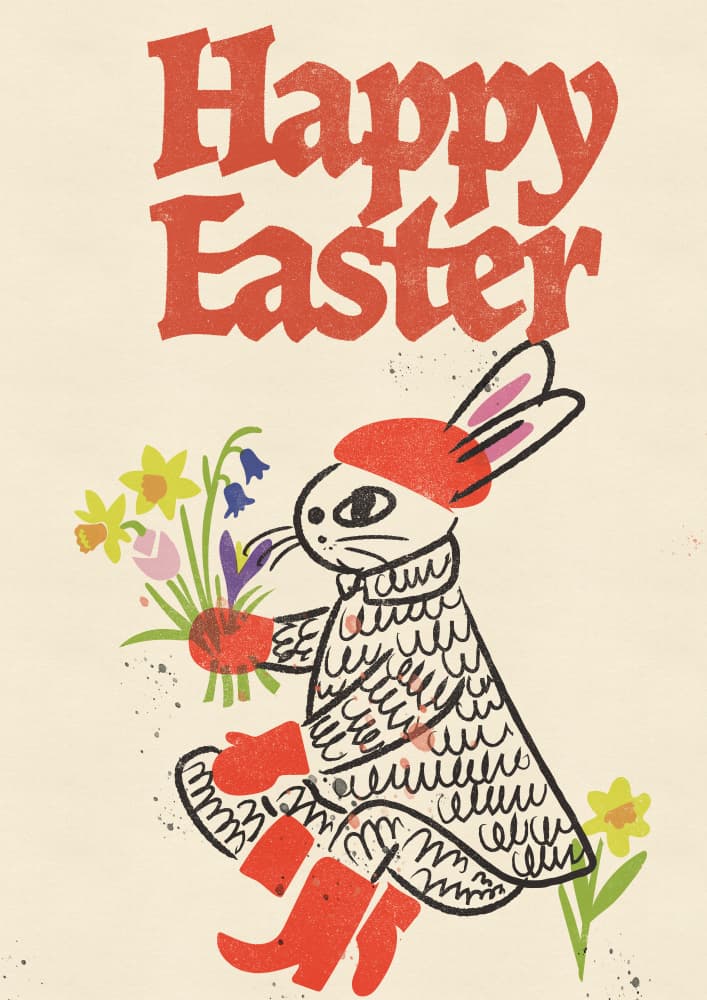 Spring Bunny with Flowers by Nicholas — canvas wall art