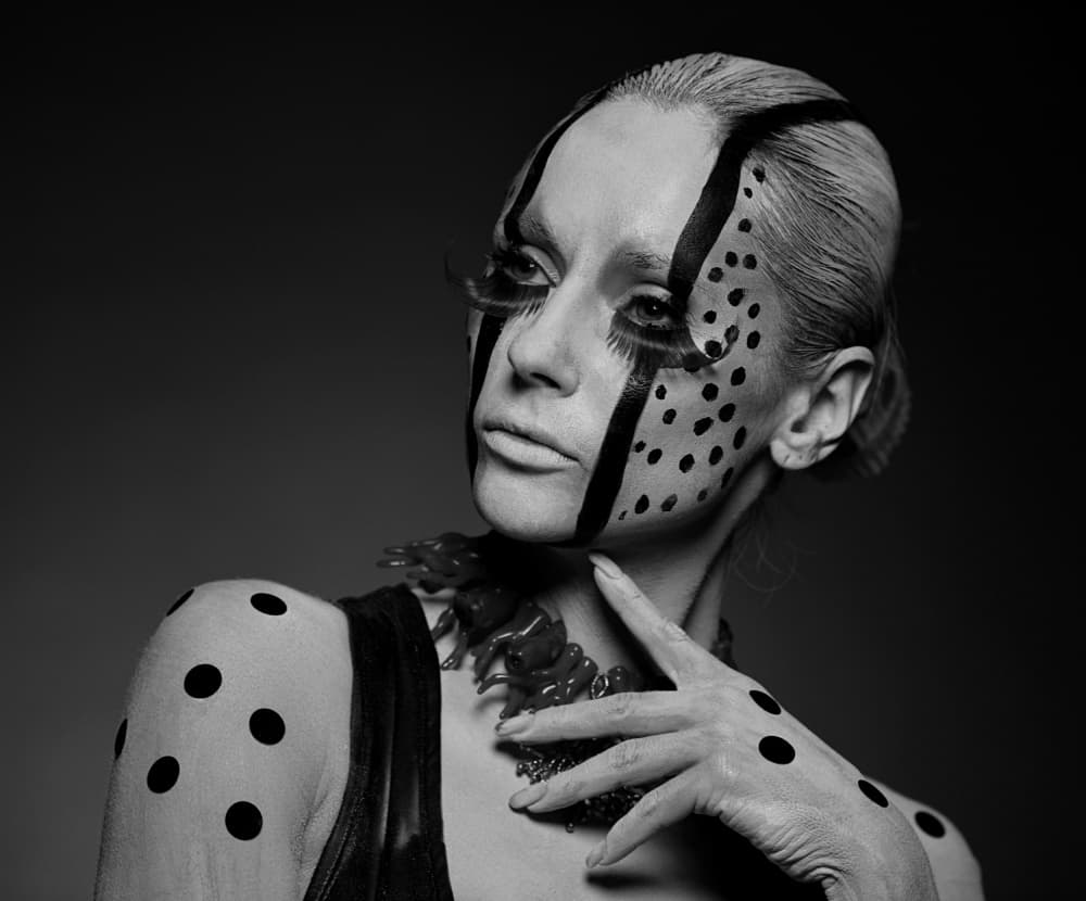 Dramatic Polka Dot Portrait by Yoram GIL — canvas wall art