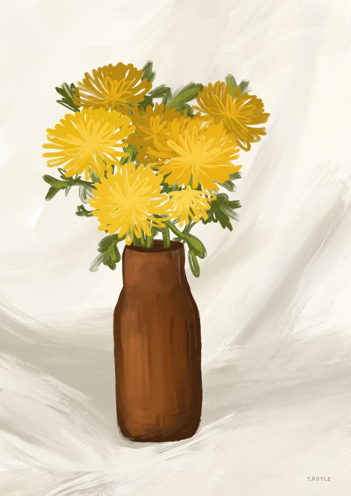 Yellow Dandelion Bouquet by Tara Royle — canvas wall art