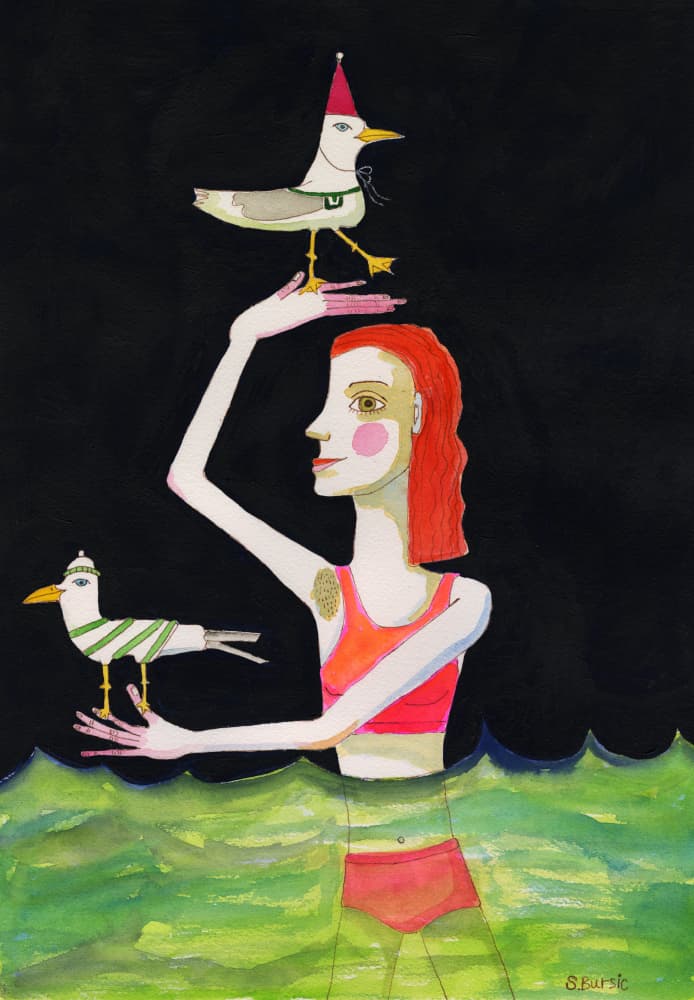 Whimsical Seagull Balance by Sharyn Bursic — canvas wall art