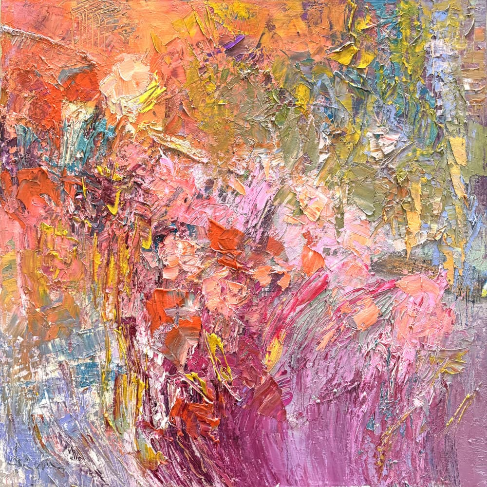Vibrant Impasto Flowers by Dorothy Fagan — canvas wall art