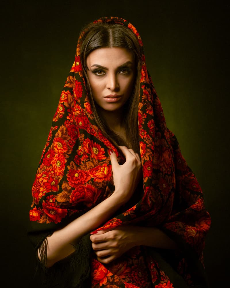 Mysterious Woman in Shawl by Mehdi Mokhtari — canvas wall art