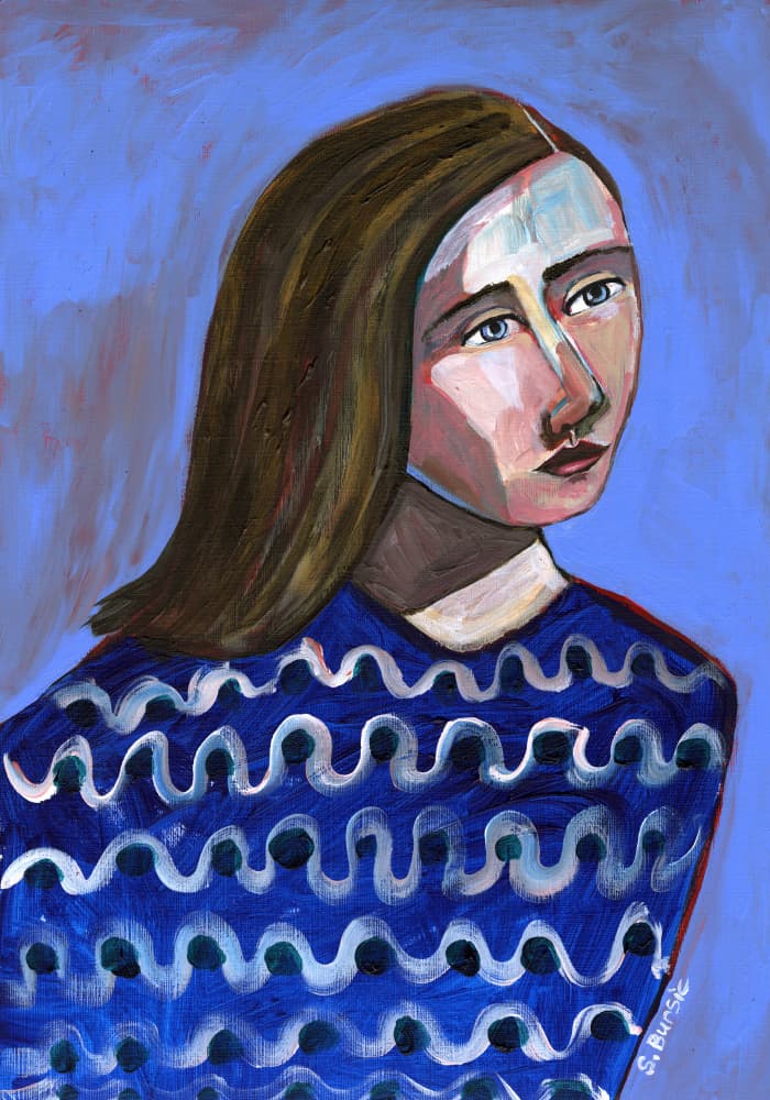 Thoughtful Blue Portrait by Sharyn Bursic — canvas wall art