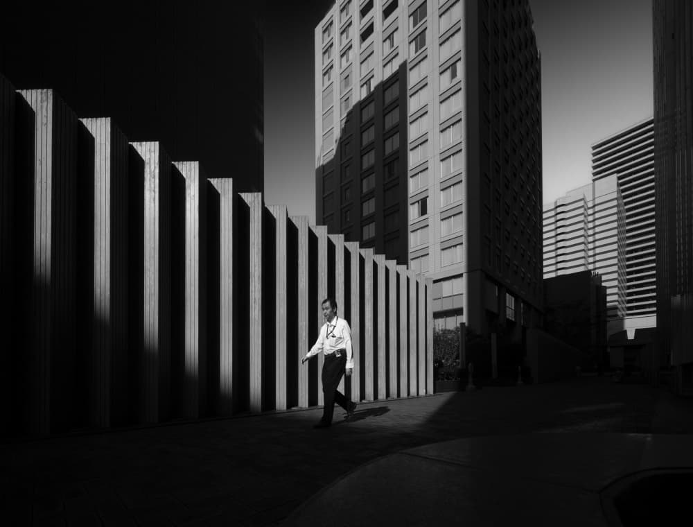 Man Walks City Shadows by Yasuhiro Takachi — canvas wall art