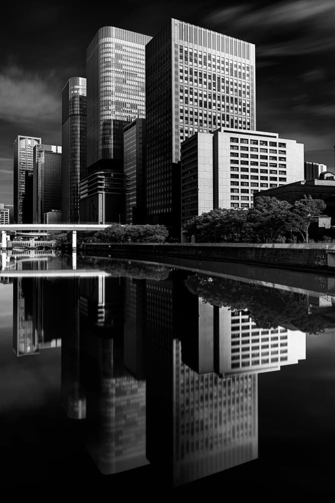 Dramatic Urban Reflections by YusukeMatsumoto — canvas wall art