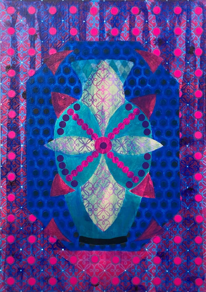 Vibrant Patterned Vase by David Galan — canvas wall art