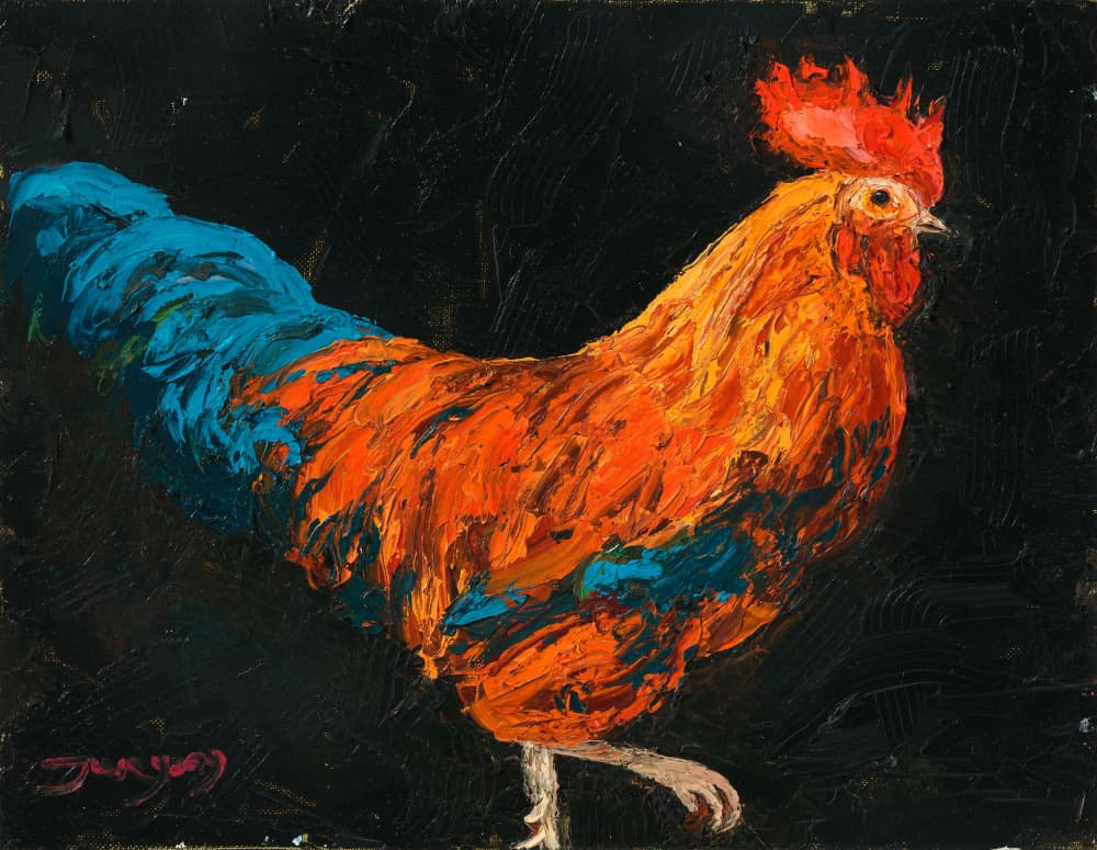Vibrant Rooster Strut by Jukyong Park — canvas wall art