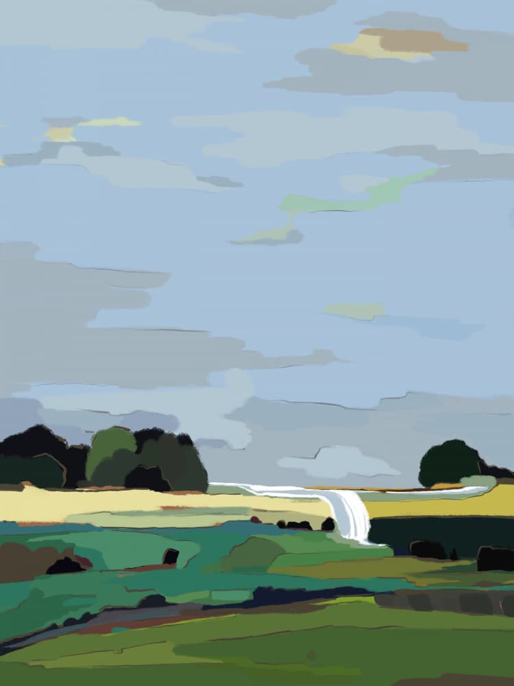 Serene Country Landscape by Nikita Jariwala — canvas wall art