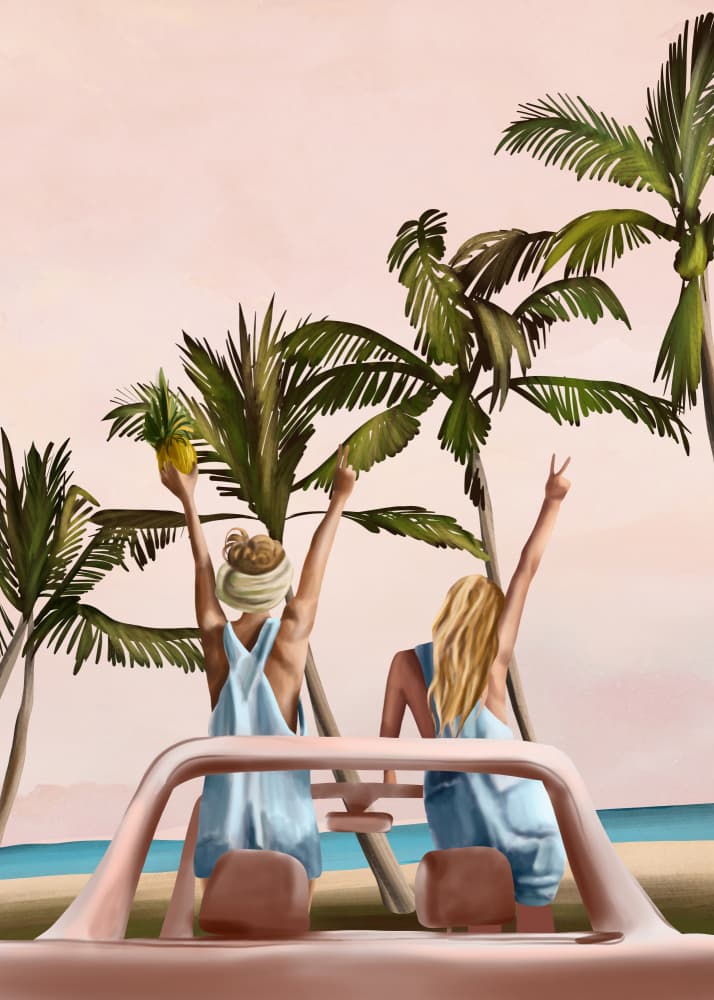 Tropical Beach Friends by Flow Line — canvas wall art