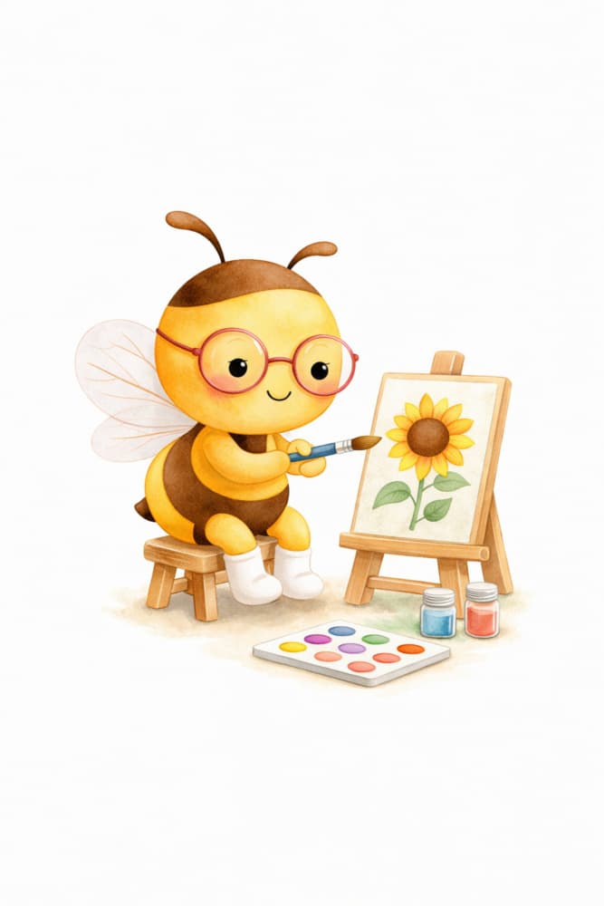 Cute Bee Artist by Anda Bieza — canvas wall art