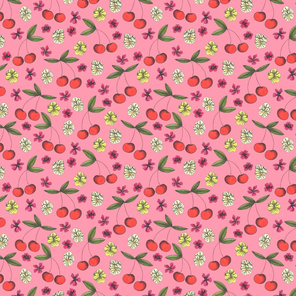 Sweet Pink Cherry Pattern by Cecilia Battaini — canvas wall art