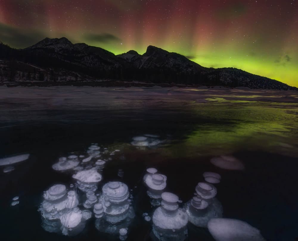Mystical Ice Bubbles Aurora by Jenny L. Zhang — canvas wall art