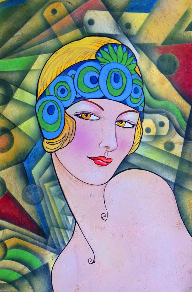 Art Deco Flapper Portrait by Ricardo Maya — canvas wall art