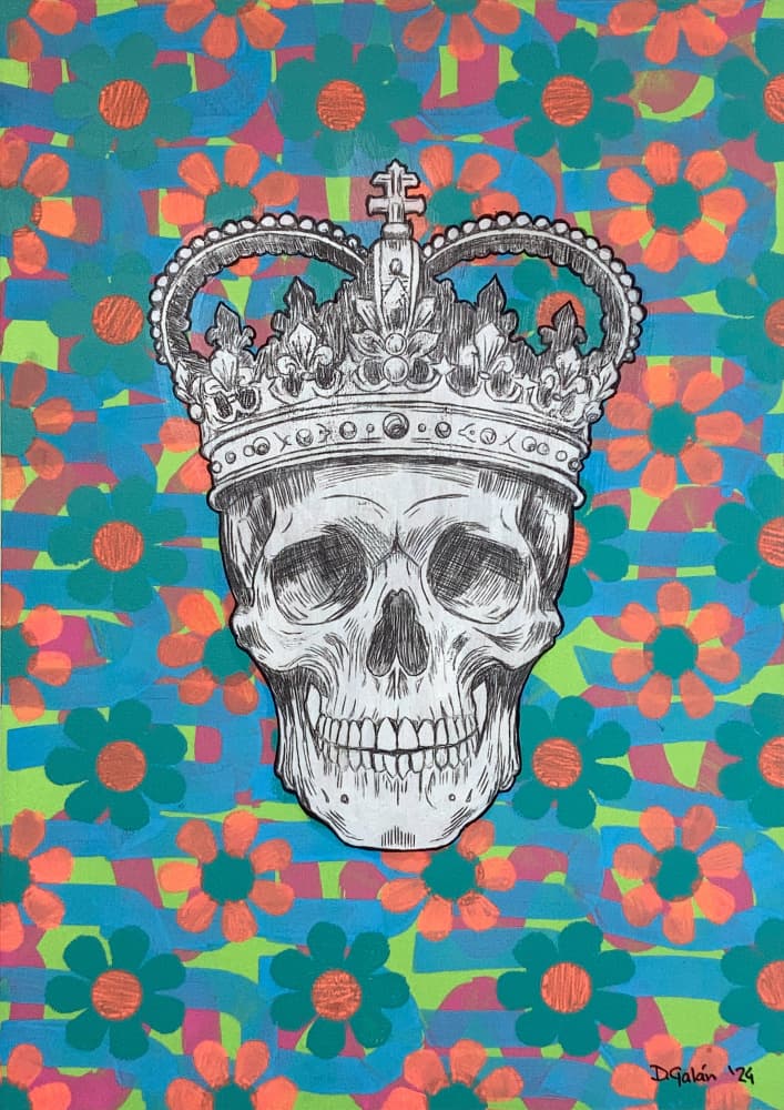 Crowned Skull Floral Pop by David Galan — canvas wall art
