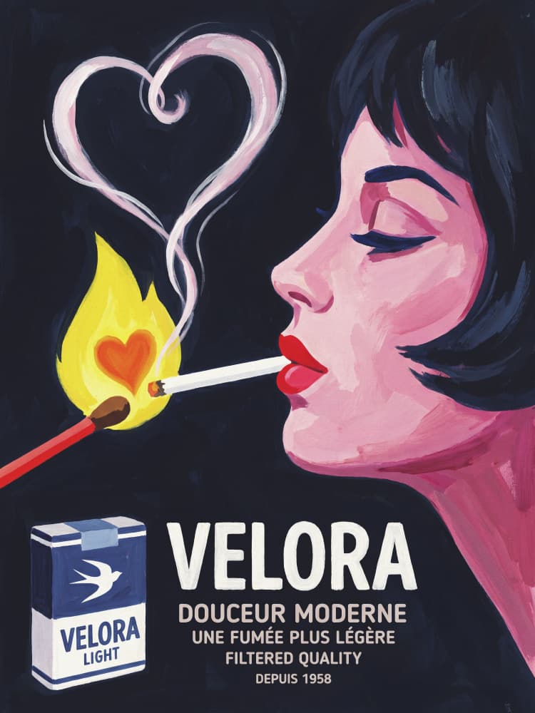 Chic Woman Smoking Heart by Andreas Magnusson — canvas wall art