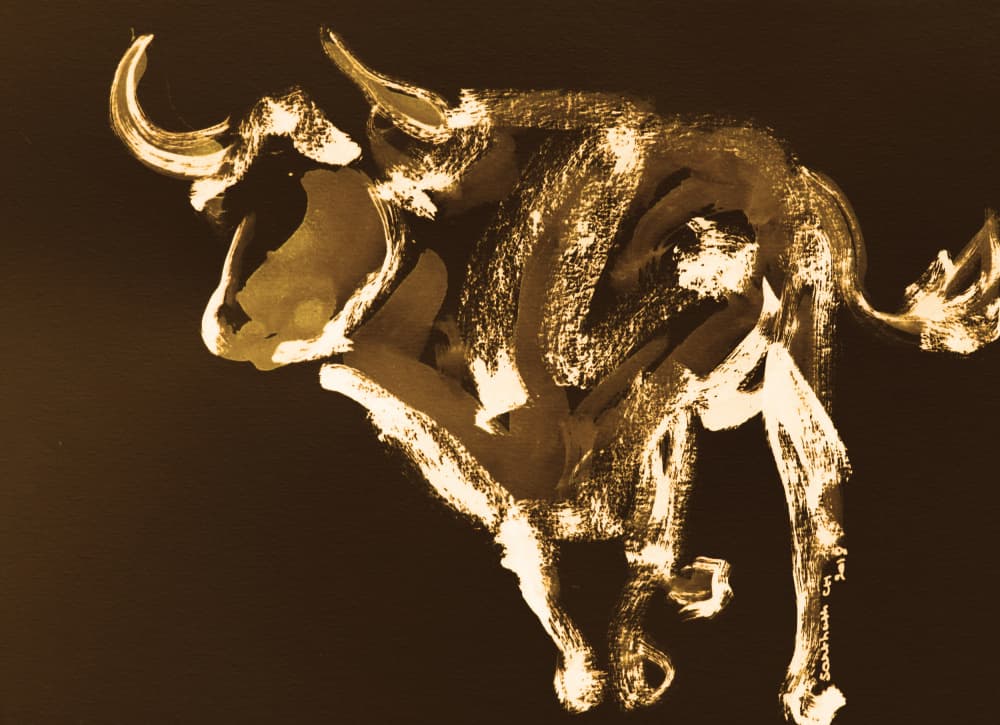 Dynamic Bull Charge by Santhosh ch — canvas wall art