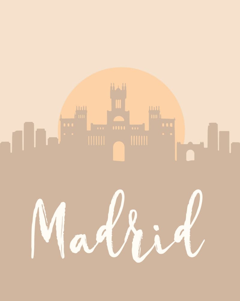 Madrid Sunset Skyline by Emiliano Deificus — canvas wall art