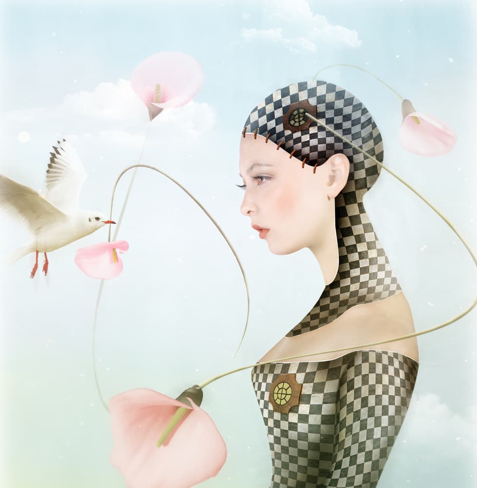 Surreal Checkerboard Girl by Svetlana Melik-Nubarova — canvas wall art