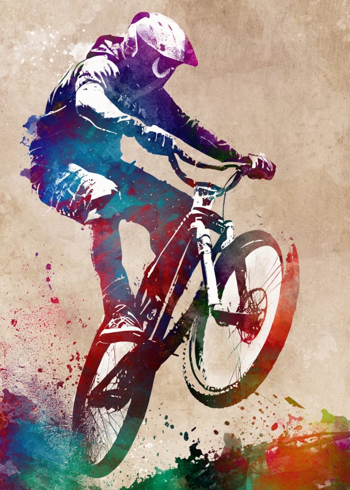 Vibrant Bike Jump by Justyna Jaszke — canvas wall art